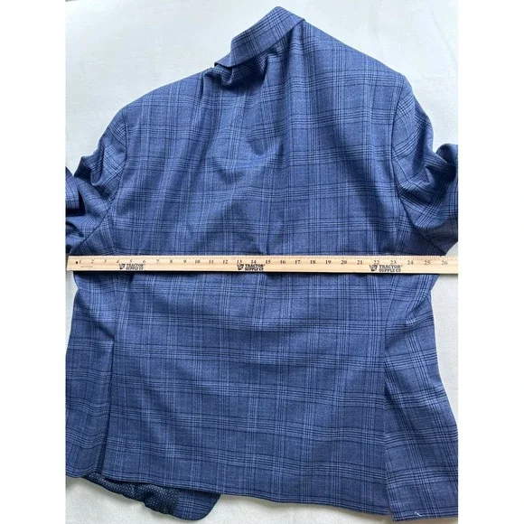 Shaquille Oneal XLG Mens Blue Plaid Suit Separate Blazer Jacket - Picture 9 of 12